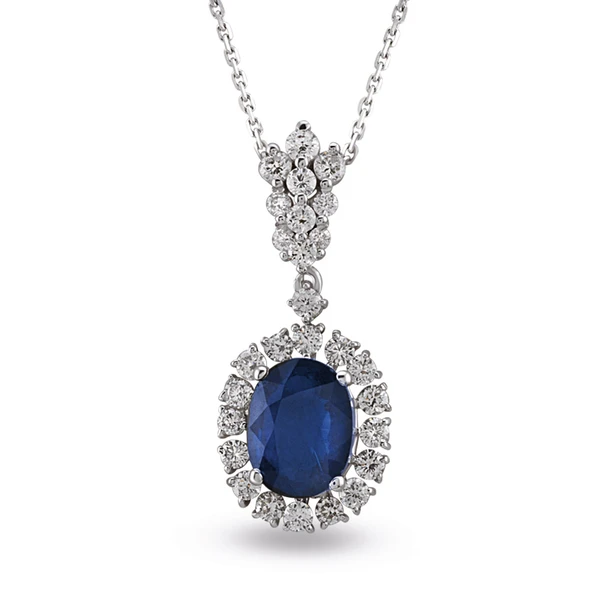 2.09 Ct Pırlanta Safir Kolye RTKL49