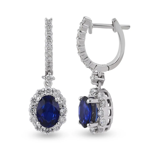 2.50 Ct Pırlantalı Safir Küpe RTK35