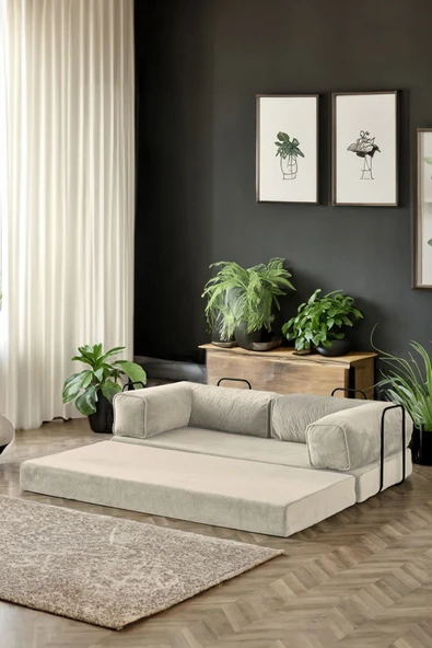 Modalife Legoom Açılır Kanepe Yatak Olabilen Rahatlama , Aktivite Koltuğu, Krem - 2