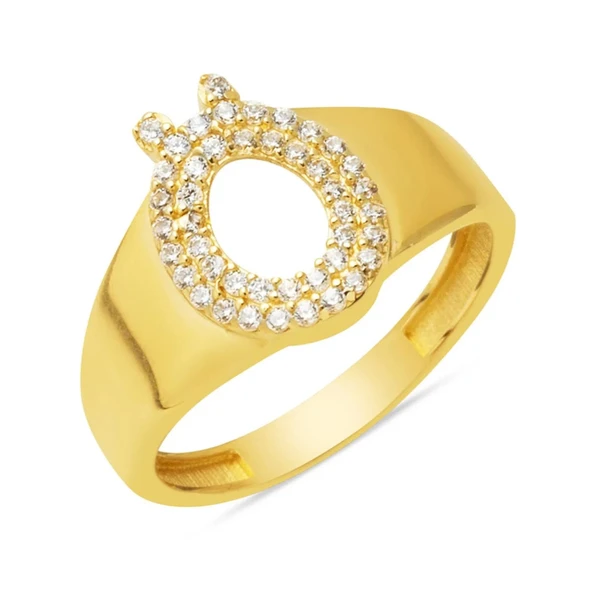 14 Ayar Altın Ö Harf Yüzük YZK426 ürün görseli