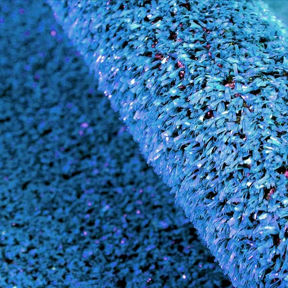 Kesme Suni Yapay Mavi Çim Halı 7 mm Balkon Teras Bahçe Dekoratif Kaymaz - 6