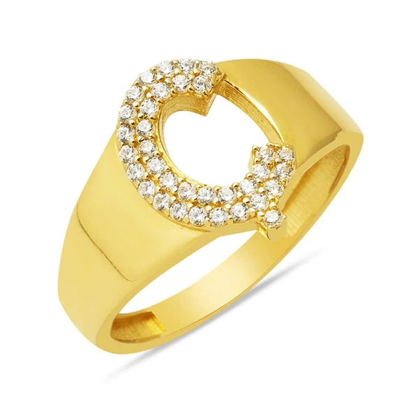 14 Ayar Altın Ç Harf Yüzük YZK415 ürün görseli