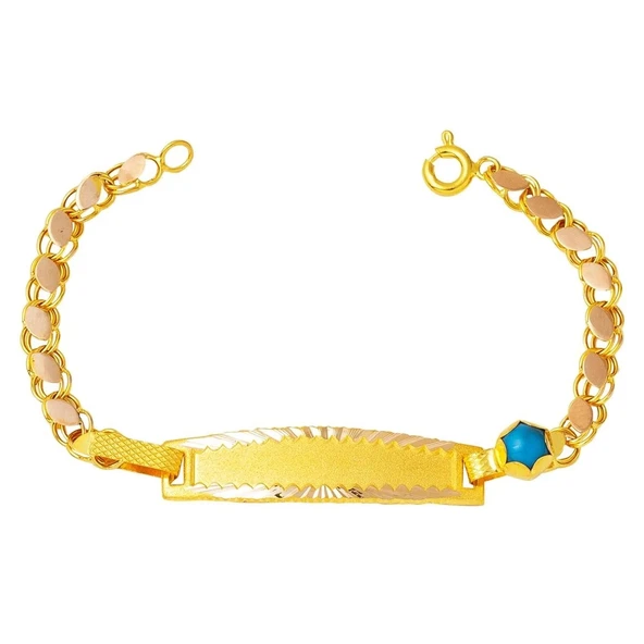 Pullu Zincirli 14 Ayar Altın Çocuk Künyesi KUN08