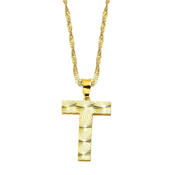 Üç Boyutlu T Harf Kolye KLY1990 ürün görseli