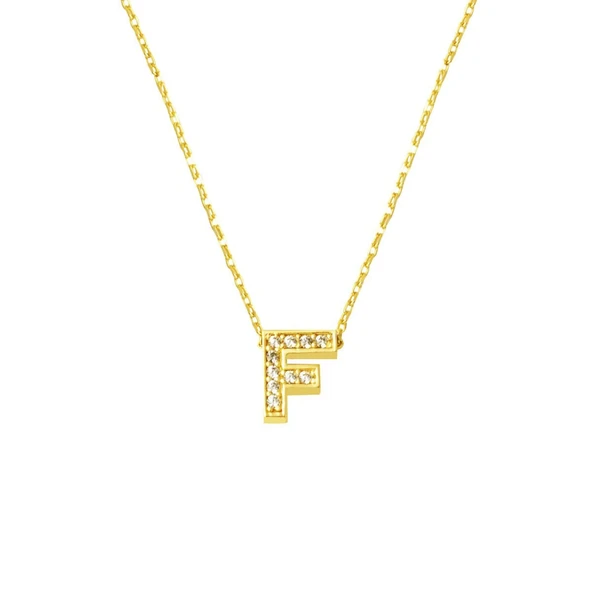 Taşlı F Harfi Minimal Kolye KLY1999