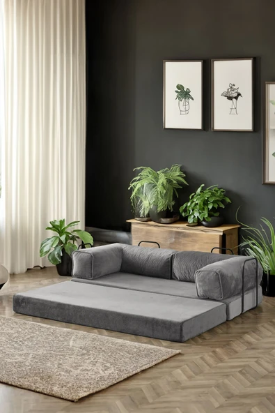 Modalife Legoom Açılır Kanepe Yatak Olabilen Rahatlama , Aktivite Koltuğu, Gri - 2