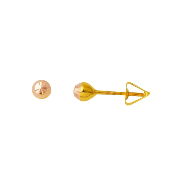 4 mm 14 Ayar Altın Vidalı Top Küpe KP101
