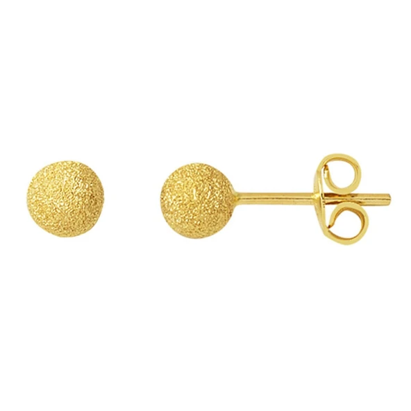 5 mm 14 Ayar Altın Kumlu Top Küpe KP103