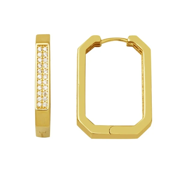 Köşeli 14 Ayar Altın Halka Küpe KP088 ürün görseli