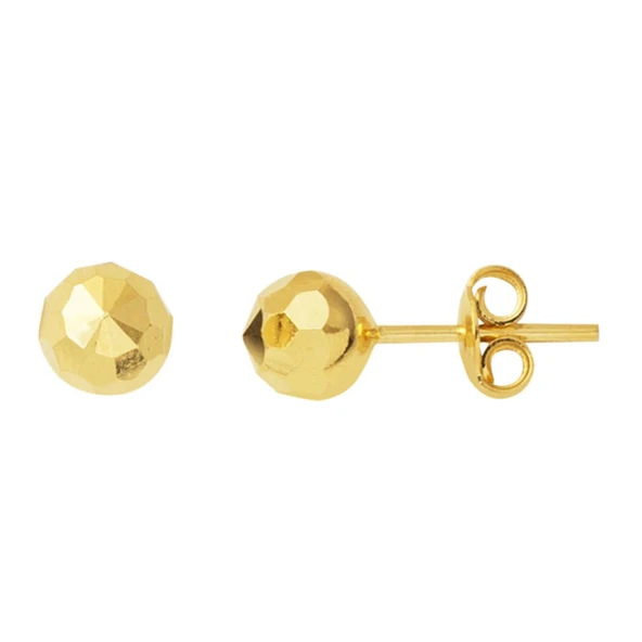 6 mm 14 Ayar Altın Petek Top Küpe KP108
