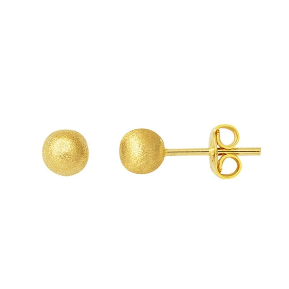 5 mm 14 Ayar Altın Kumlu Top Küpe KP102