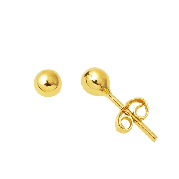 4 mm 14 Ayar Altın Top Küpe KP100