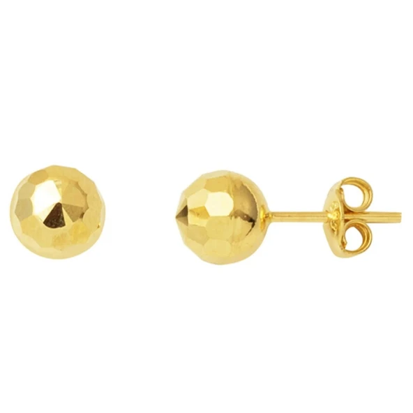 7 mm 14 Ayar Altın Petek Top Küpe KP112