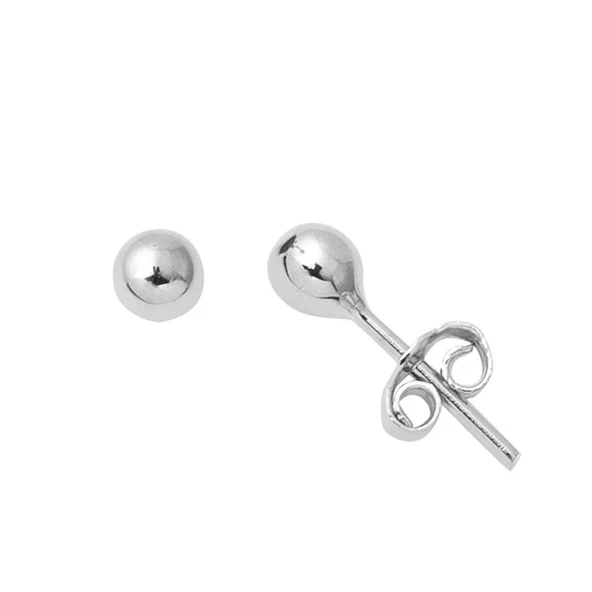 4 mm 14 Ayar Altın Beyaz Top Küpe KP098