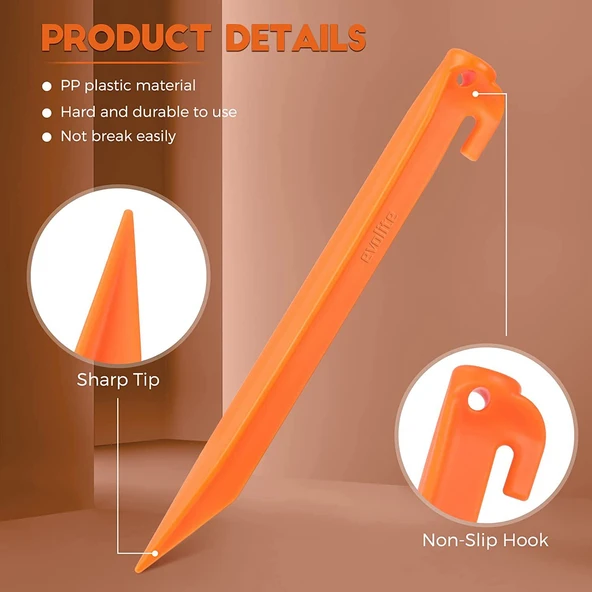 Evolite Arancio ABS Çadır Kazığı -23cm 6 Adet - 3