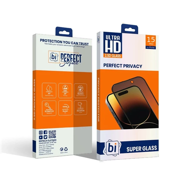 Binano 2.5D Super Glass iPhone 15 Pro Hayalet Ekran Koruyucu