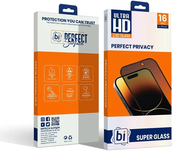 Binano 2.5D Super Glass iPhone 16 Pro Hayalet Ekran Koruyucu