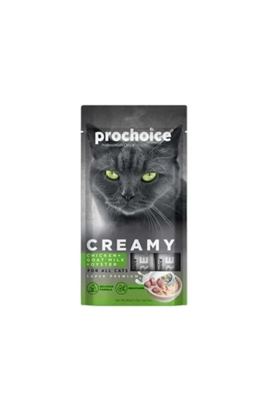 ProChoice Pro Choice Creamy Tavuklu Keçi Sütlü Ve Istiridyeli Sıvı Kedi Ödül Maması 4x15 gr