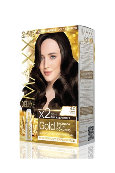 MAXX DELUXE Golden 4.0 Kahve 24k Altın Içerikli Saç Boyası