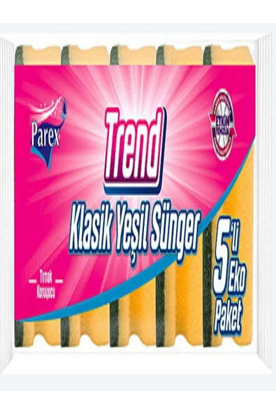 Parex Trend Klasik Yeşil Sünger Oluklu 5li
