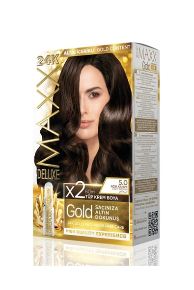 MAXX DELUXE Golden 5.0 Açık Kahve 24k Altın Içerikli Saç Boyası