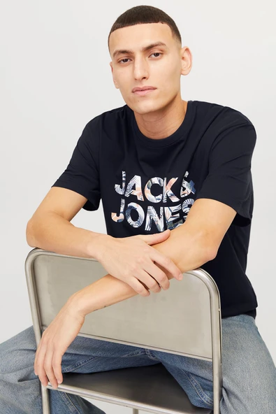 JACK JONES Erkek Lacivert Pamuklu Tişört 12268127 - 7