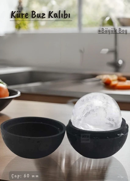 Küre Pro Buz Kalıbı Silikon Küre Çikolata Kalıbı Siyah Çap 60 mm - 2