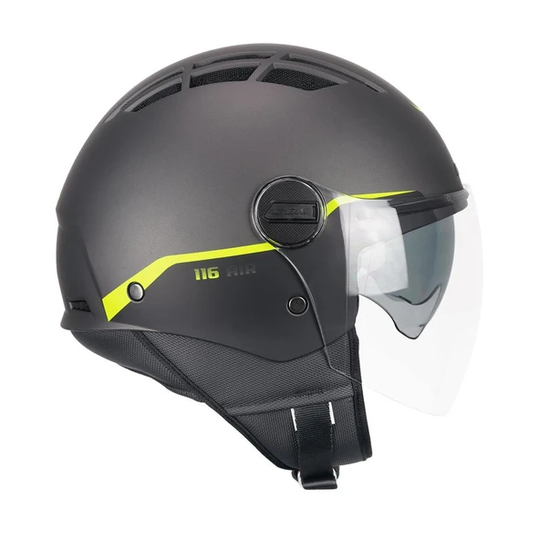 CGM 116G AIR BICO Açık Kask GRİ-SİYAH-SARI Uzun Vizör+Güneş Vizörlü -M