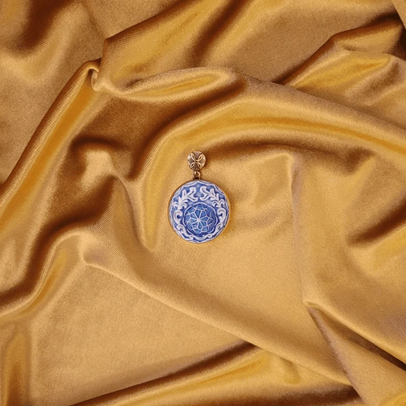 Mistik Damla Bronz Çini Taşlı Çelik Zincir Kolye - Resim 4