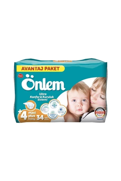 ÖNLEM Avantaj Paket 4 Maxi Plus 9-16 Kg 34 Adet Bebek Bezi