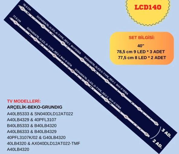 BEKO LTA400HM23-40PFL3078, B40-LB-5333, B40-LB-4320, A40 LB 4329, B40 LB 4329, SN040DLD12AT022-TMF, 40PFL3107, SN040DLD12AT022-SMF, AX040DLD12AT022-TMF LED BAR