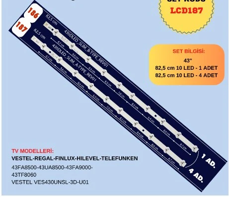 VESTEL 43FA8500, 43FA9000, 43TF8060, 430DLED_SLIM_A-TYPE, 430DLED_SLIM_B-TYPE, TV LED BAR ürün görseli