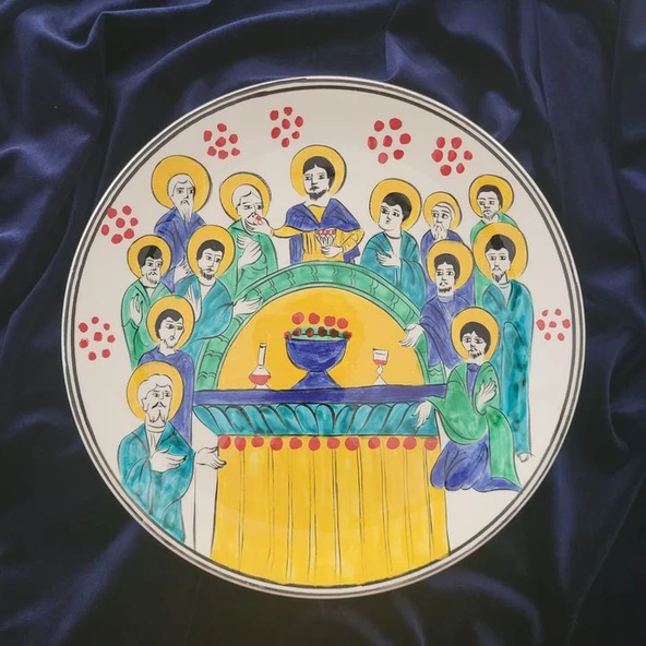 Son Yemek 25x25 cm El Boyama İznik Çini Tabak - 3