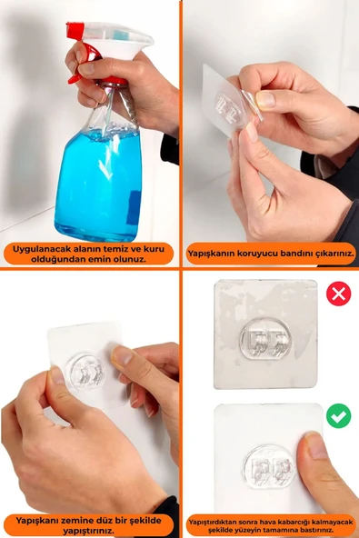 Banyo Düzenleyici Şampuanlık, Organizer 4 Kancalı Raf Yapışkanlı Paslanmaz - 4