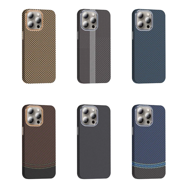 iPhone 15 Pro Max Kılıf Kablosuz Şarj Özellikli Karbon Fiber Görünümlü Gros Kapak - Resim 12