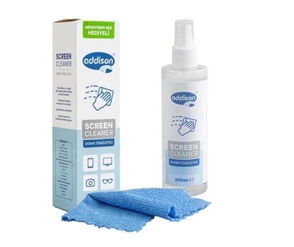 Addison 300870 Ekran Temizleyici Sprey 200 ML + Mikrofiber Bez