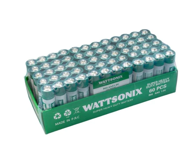 Wattsonıx İnce Pil R03 AAA, 1.5v, 60 Adetli  Kutu Kumanda Pili