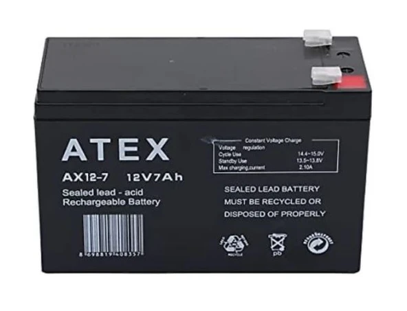 ATEX 12V 7AH/20HR Bakımsız Kuru Akü 15X6X9.5