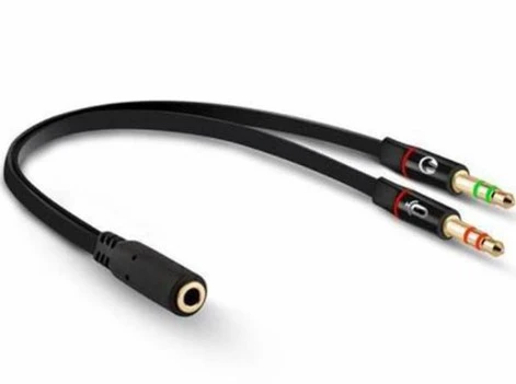 3.5 Mm Stereo Dişix2 Stereo Erkek Kulaklık Mikrofon Hoparlör Ayırıcı 20 Cm Kablo ürün görseli