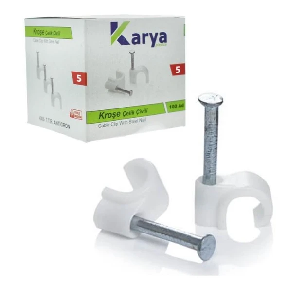 KARYA 5 NUMARA 10 MM KROŞE (100'LÜ PAKET)(2X4 - 4X4 ANTİGRON KABLOLAR İÇİN)