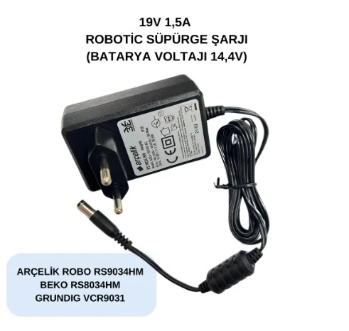 19v 1,5a Robotıc Süpürge Şarjı Arçelik-Beko-Grundıg, Adaptör RS8034HM-RS9034HM-VCR9031