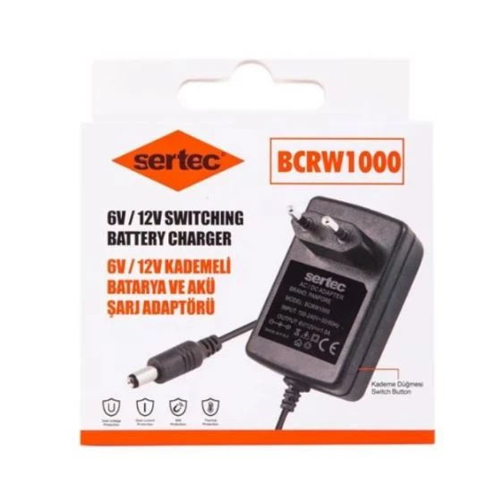 6V,12V Batarya Akü Şarj Cihazı Adaptörü, Sertec BCRW1000