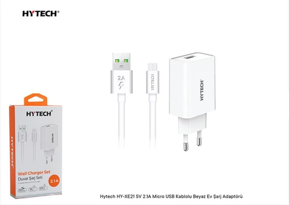 Hytech Hy-Xe21 5v 2.1a Micro Usb Kablolu  Şarj Adaptörü Cep Tlf Şarj Aleti ürün görseli