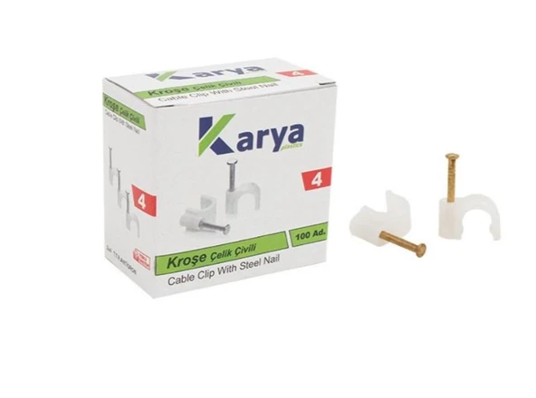 KARYA 4 NUMARA ÇELİK ÇİVİLİ 8 MM KROŞE (100'LÜ PAKET)(2X4 ANTİGRON KABLOLAR İÇİN)