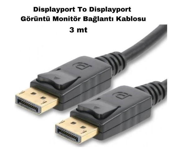 3 Metre Dp To Dp Displayport, 3 Mt Erkek Display Kablo, Görüntü Monitör Kablosu