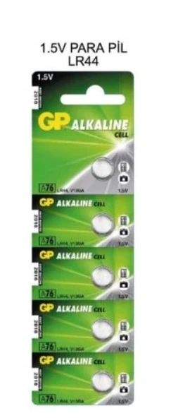 GP 5'li LR44 Alkalin Düğme Pil  (GPA76-C5)