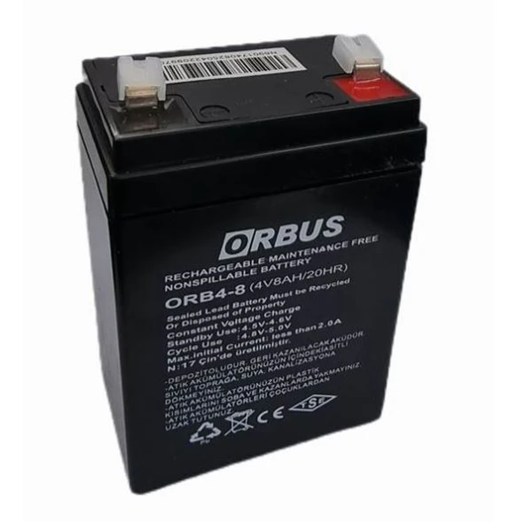 ORBUS 4-8 4V 8Ah/20HR Bakımsız Kuru Fener Işıldak Aküsü 9,8X6,9X4,7 ürün görseli