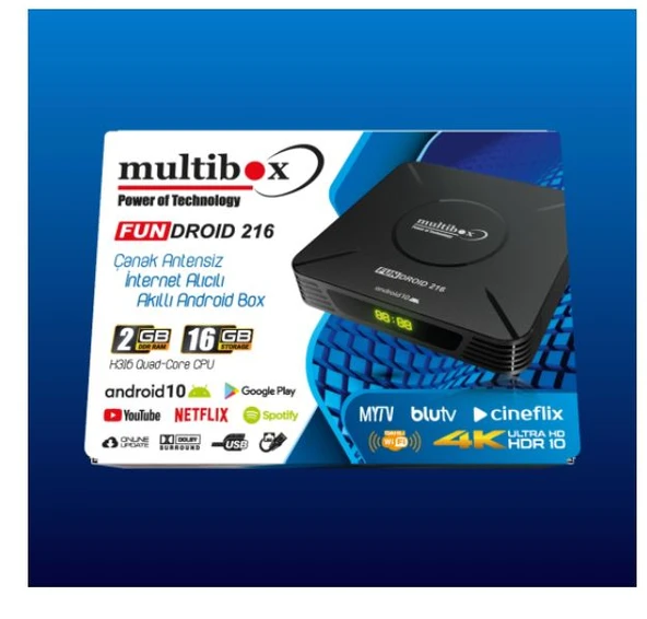 Multibox Fundroid 216 Android Box Çanak Antensiz İnternet Alıcı 2 GB RAM 16 GB HAFIZA