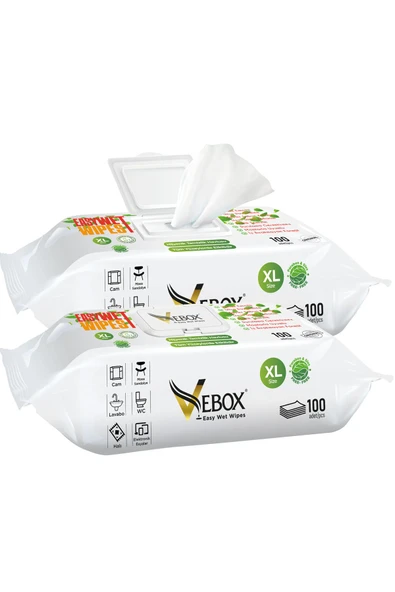 Vebox Easy Wet Wipes Yüzey Temizlik Havlusu 2x100 200 Yaprak - 4