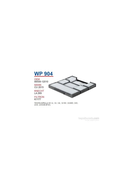 Wunder TOYOTA COROLLA (KATLANIR) Polen Filtresi OEM NO:88508-12010